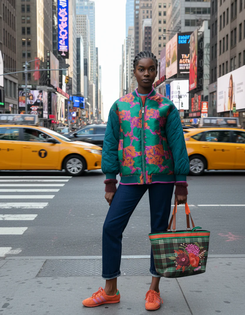OILILY Winkel -OILILY Winkel Oilily winter jacket jacquard woven flowers green orange
